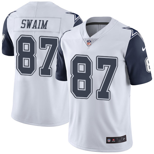 Men's Elite Geoff Swaim Nike Jersey White - #87 Rush NFL Dallas Cowboys